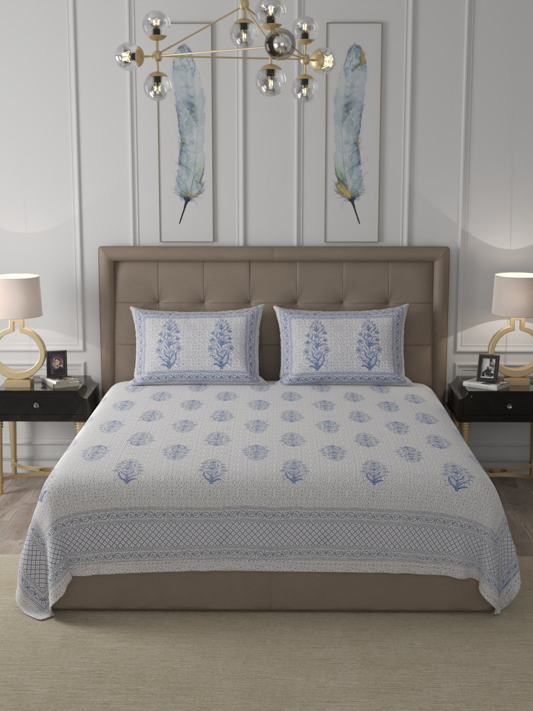 108 X 108 inch 100% Cotton Bedsheet for Double Bed Super King Size with Pillow Cover Gift Or Decor