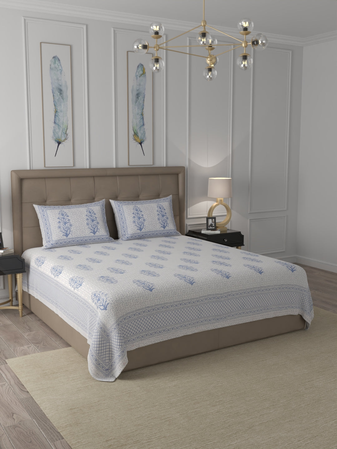 108 X 108 inch 100% Cotton Bedsheet for Double Bed Super King Size with Pillow Cover Gift Or Decor