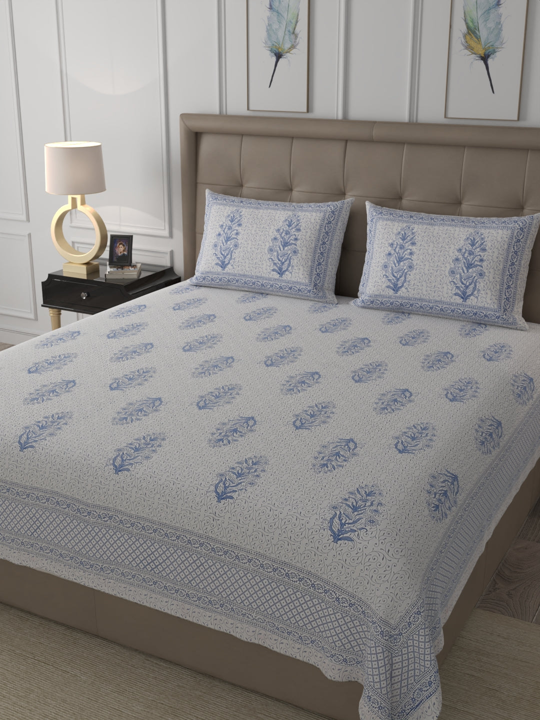 108 X 108 inch 100% Cotton Bedsheet for Double Bed Super King Size with Pillow Cover Gift Or Decor