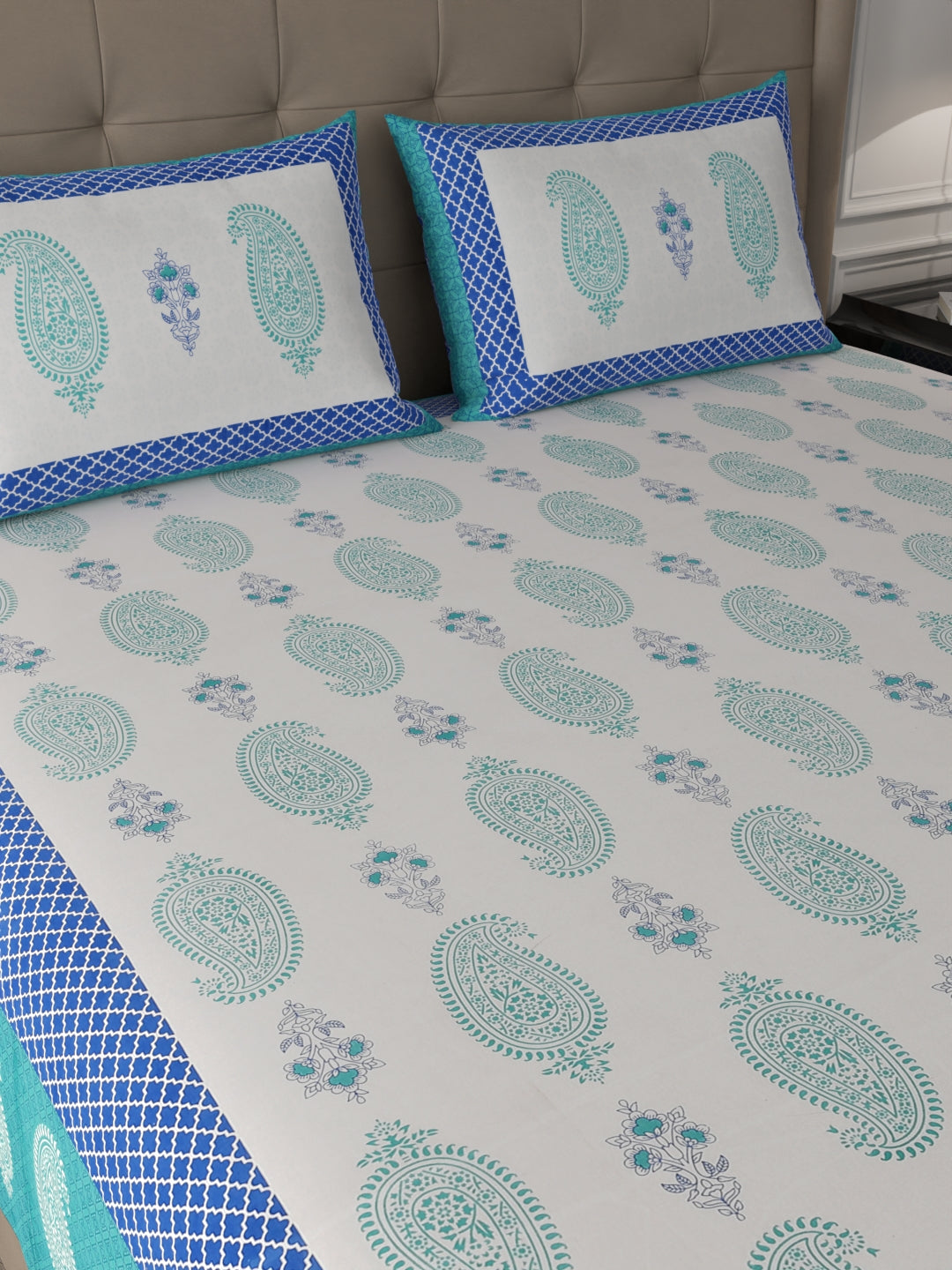 108 X 108 inch 100% Cotton Bedsheet for Double Bed Super King Size with Pillow Cover Gift Or Decor