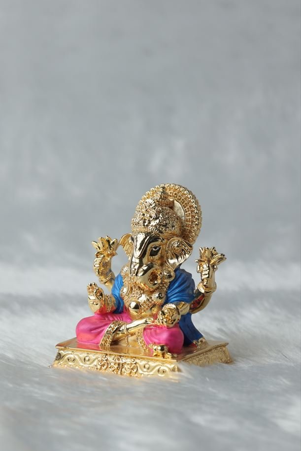 Exquisite Gold Plated Ganpati Statue