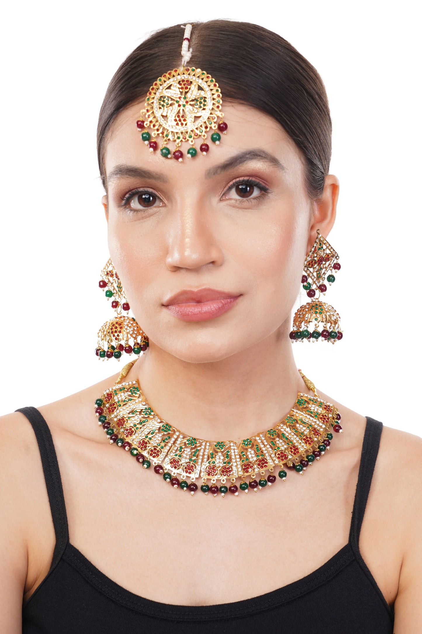 Gold Plated Multi Pearl Choker Necklace Set Gift Or Decor
