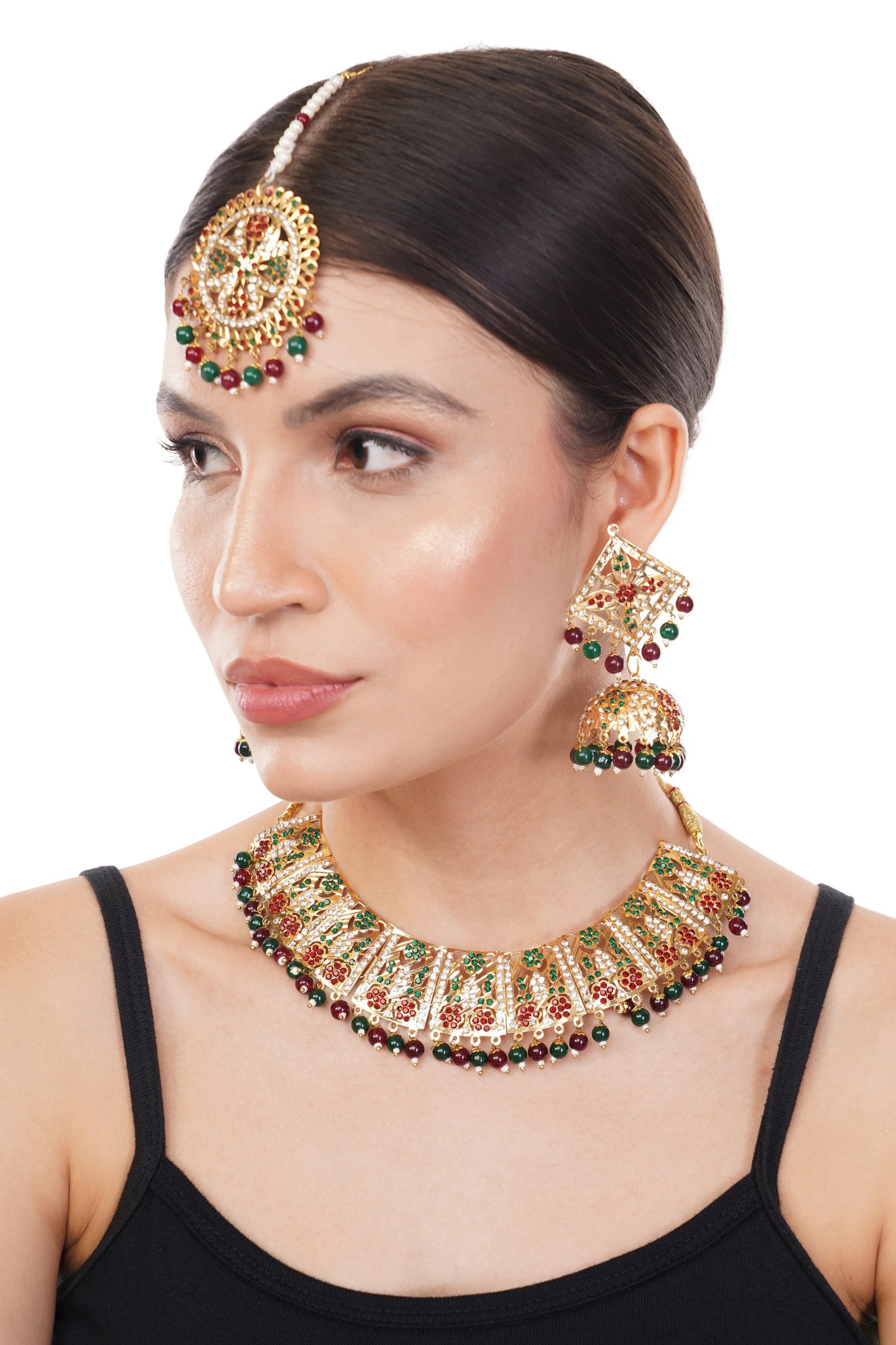 Gold Plated Multi Pearl Choker Necklace Set Gift Or Decor