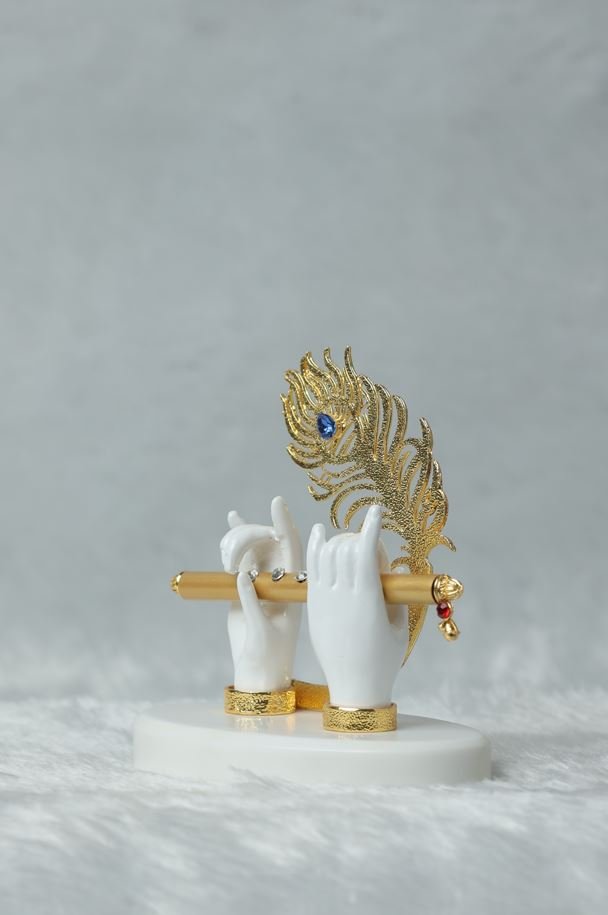 Krishna Hands with Flute & Peacock Feather