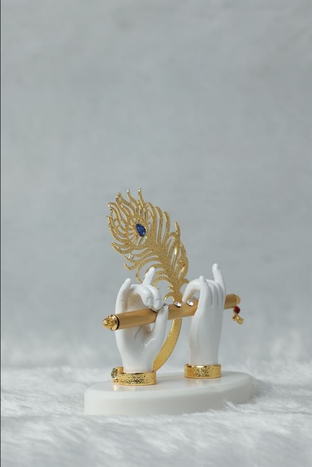 Krishna Hands with Flute & Peacock Feather