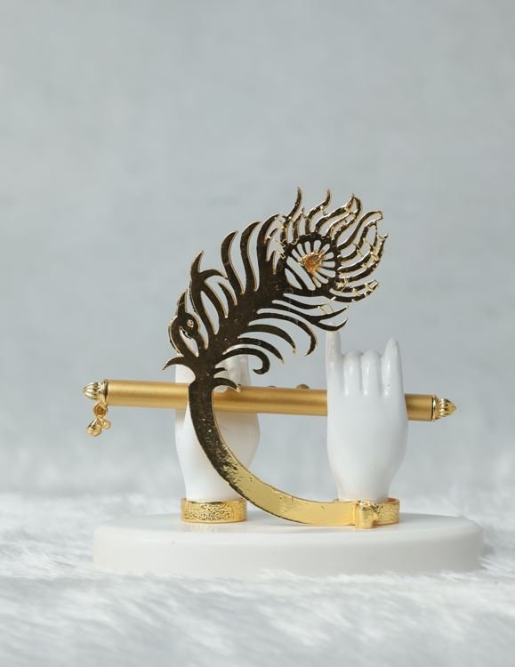 Krishna Hands with Flute & Peacock Feather
