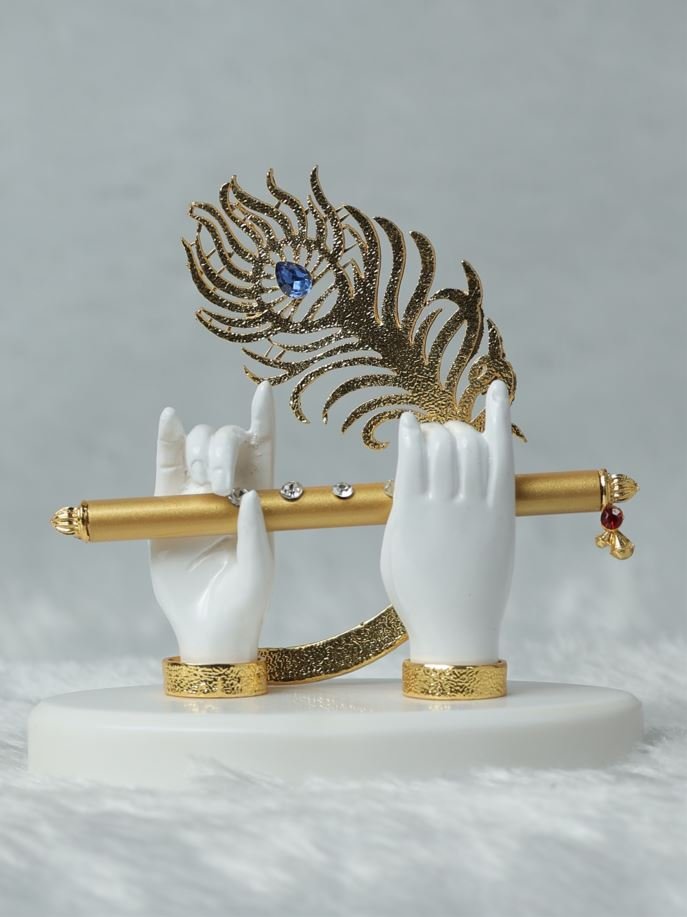 Krishna Hands with Flute & Peacock Feather