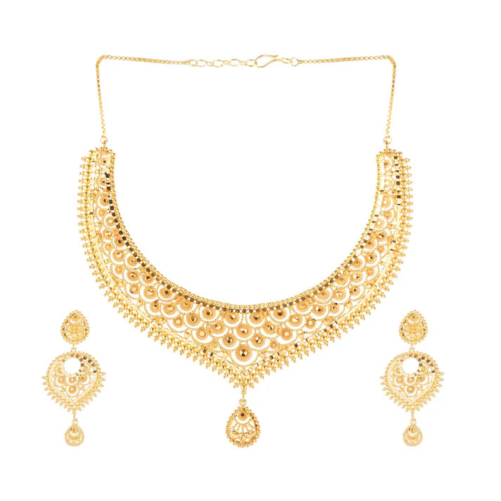 Sparkling 1 Gram Gold Plated Necklace and Earring Set Gift Or Decor