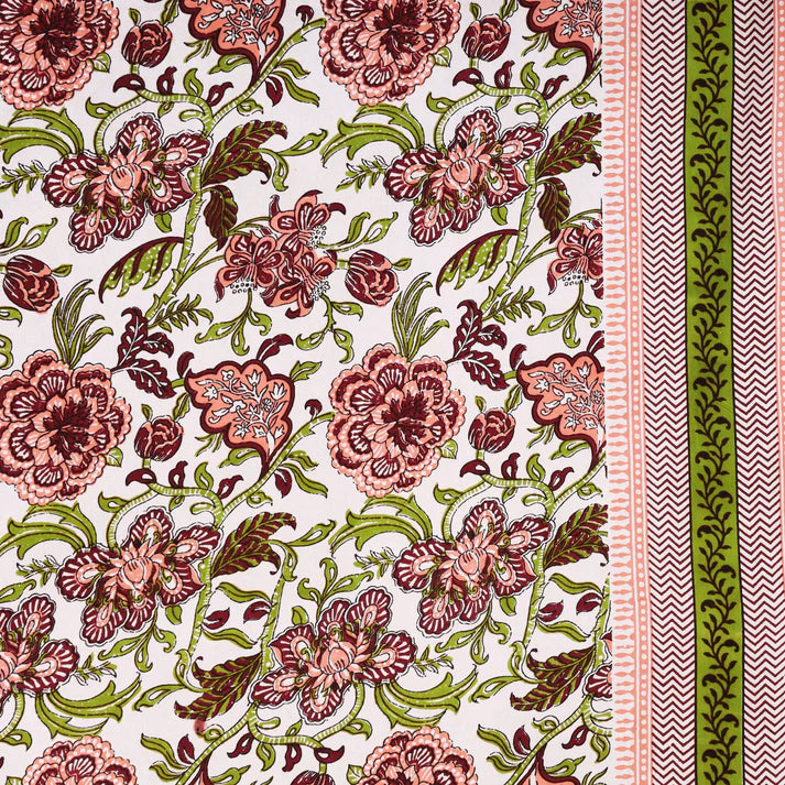 Pure Organic Cotton Bedsheet Hand Block Printed King Size with Pillow Covers 340 TC GiftorDecor