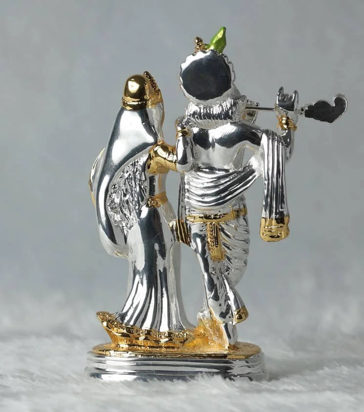 Exquisite Gold & Silver Plated Radha Krishna Statue GiftorDecor