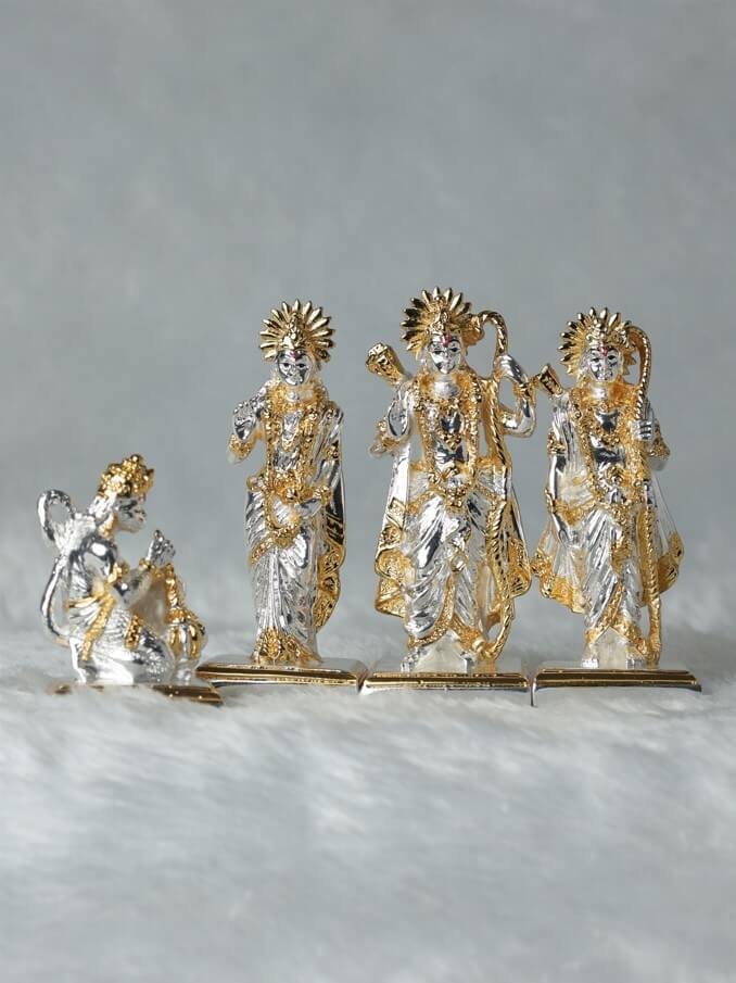 Divine Gold and Silver Plated Ram Darbar Set - Ram, Sita, Laxman, Hanuman