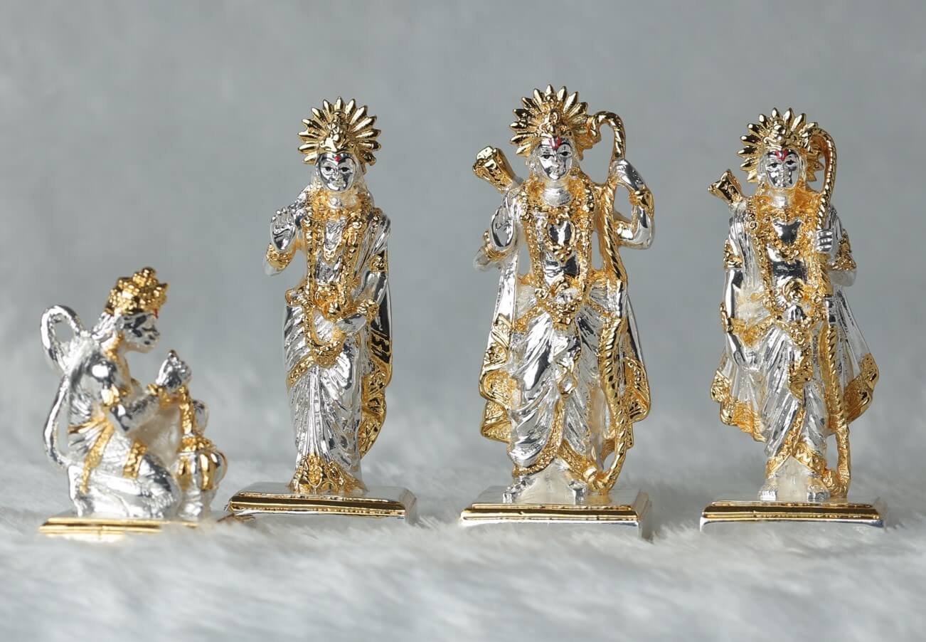 Divine Gold and Silver Plated Ram Darbar Set - Ram, Sita, Laxman, Hanuman