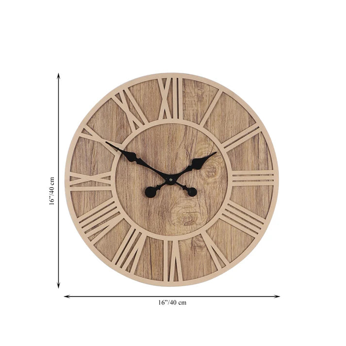 Round Engineered Wood Roman Numeral Wall Clock With Leather coating || Wall Clock Gift Or Decor