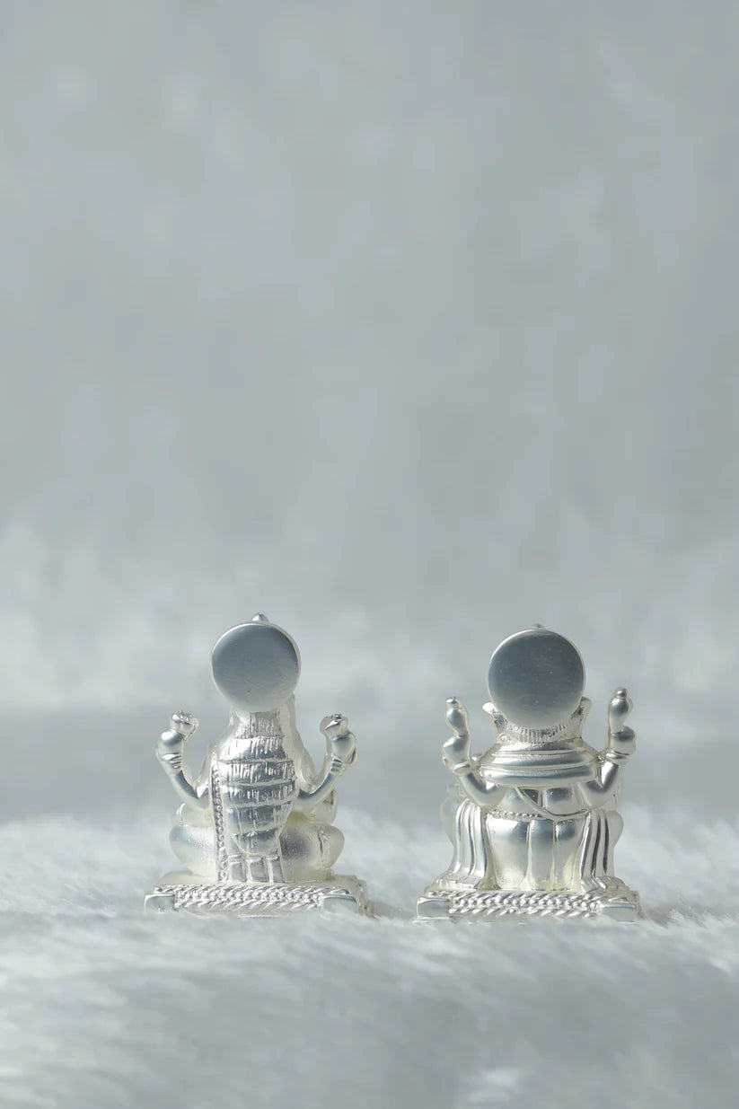 Silver plated Matt finish Laxmi and Ganpati GiftorDecor