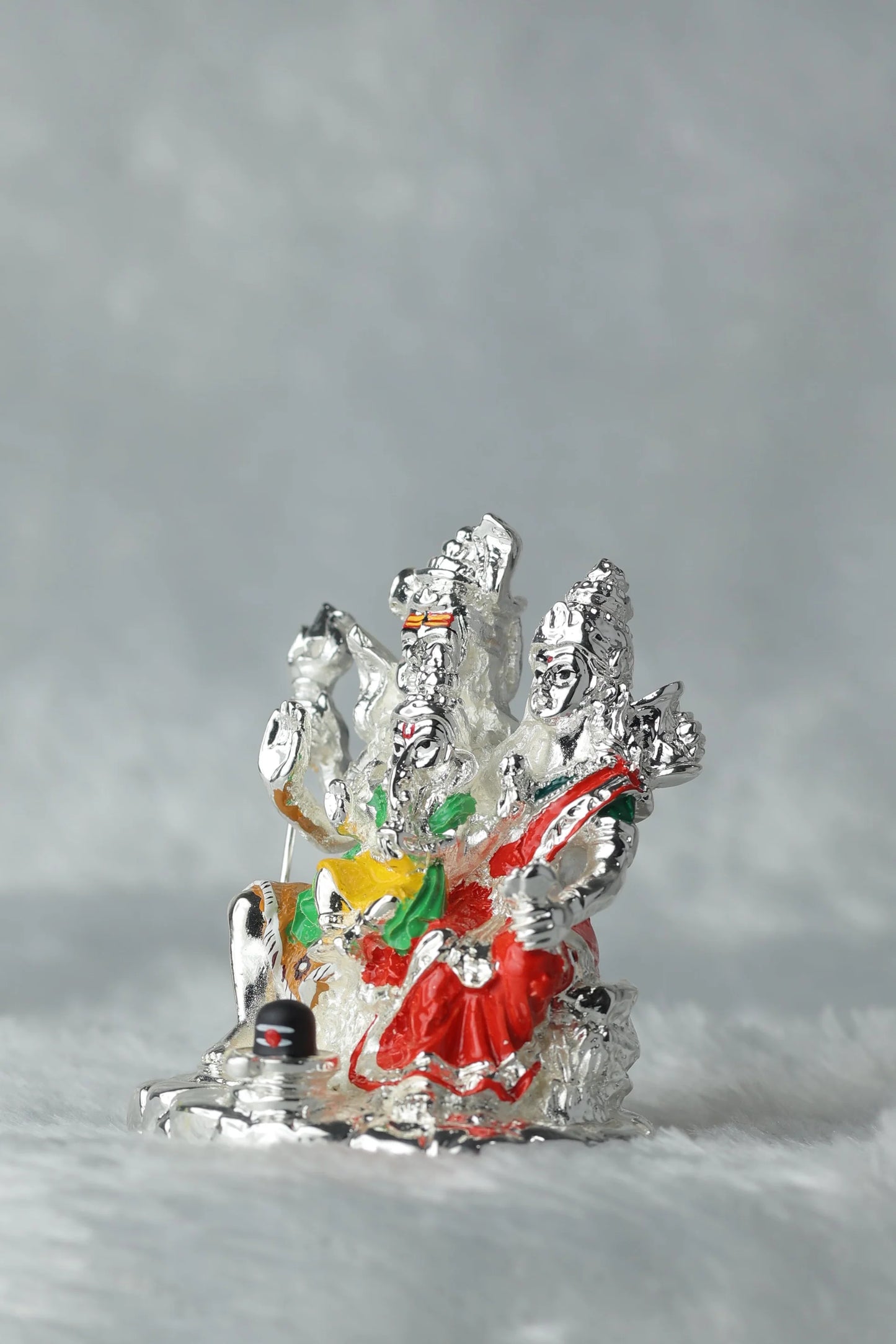 Silver Plated Shiva Family Statue