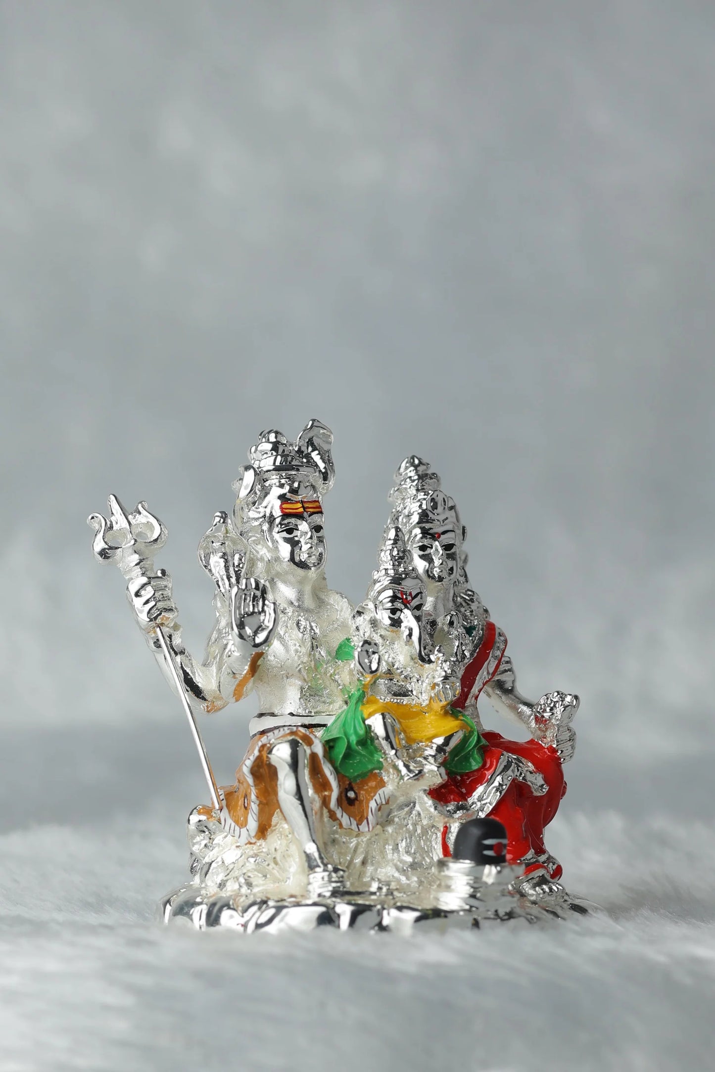 Silver Plated Shiva Family Statue