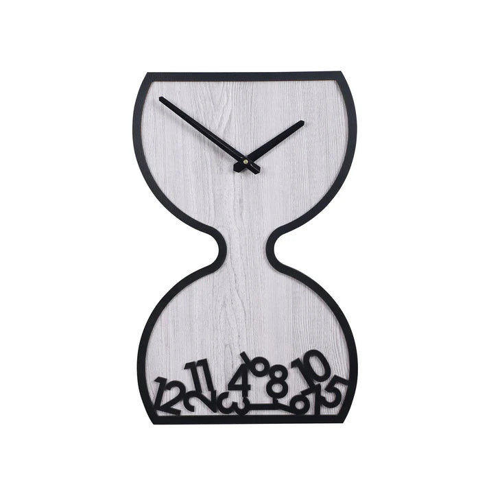 Sand Timer Designed Engineered Wood Wall Clock With Leather Coating || Wall Clock Gift Or Decor