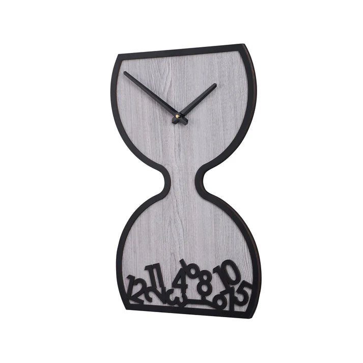 Sand Timer Designed Engineered Wood Wall Clock With Leather Coating || Wall Clock Gift Or Decor