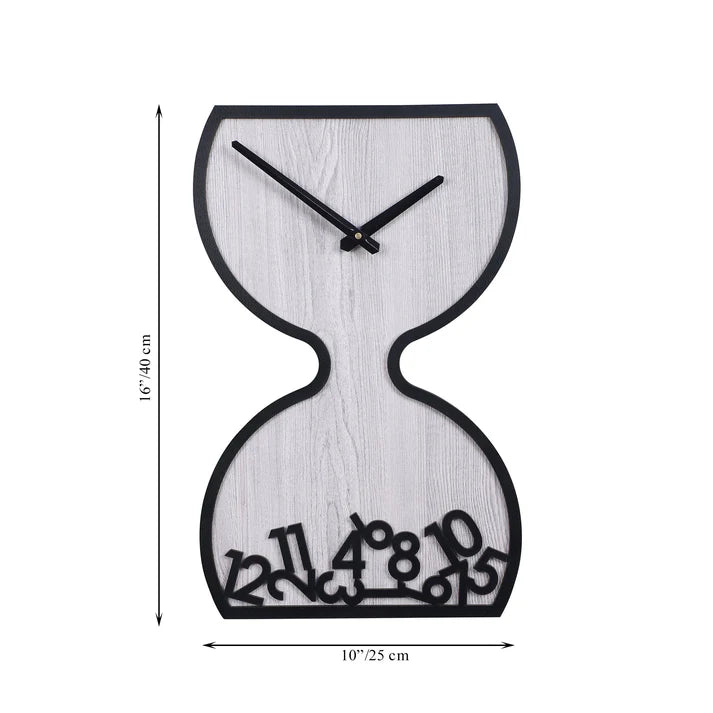 Sand Timer Designed Engineered Wood Wall Clock With Leather Coating || Wall Clock Gift Or Decor