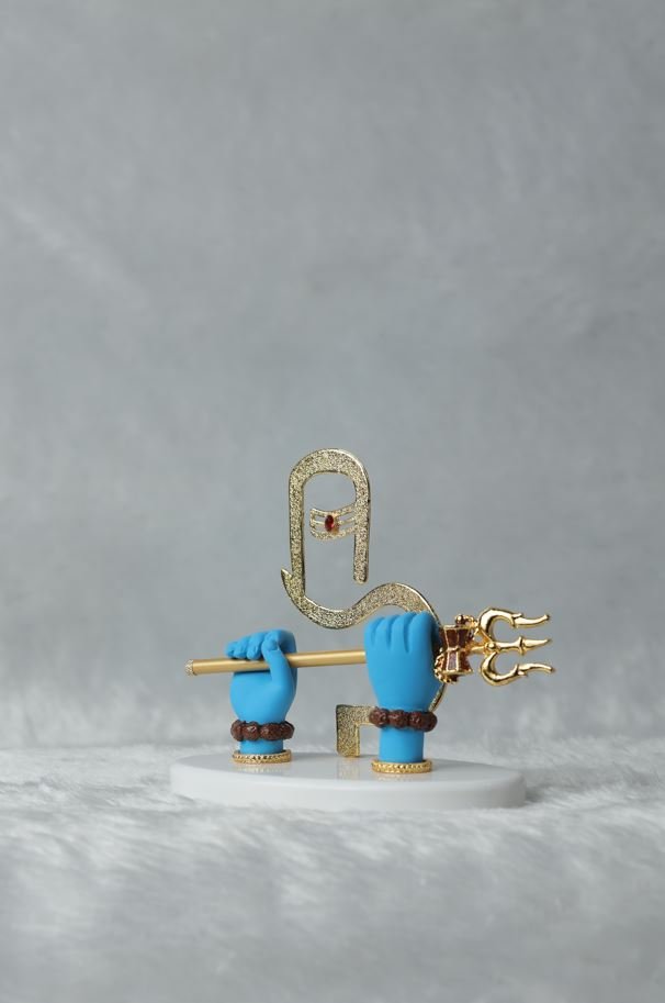 Gold Plated Shiv Ji Hand with Trishul and Shivling
