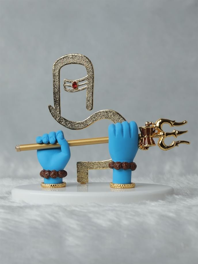 Gold Plated Shiv Ji Hand with Trishul and Shivling