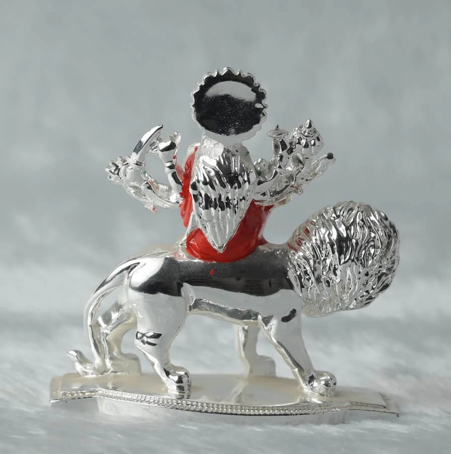Silver plated Shera vali mata GiftorDecor