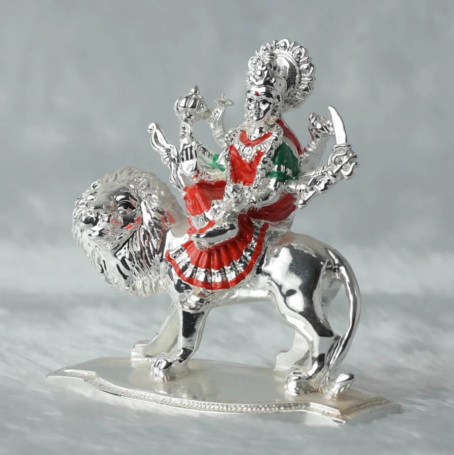 Silver plated Shera vali mata GiftorDecor