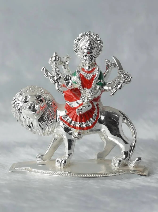 Silver plated Shera vali mata GiftorDecor