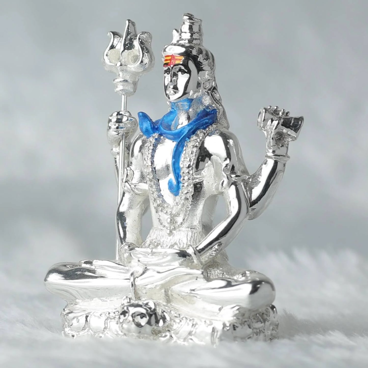 Lord Shiva's Blessings with this Silver Plated Statue GiftorDecor