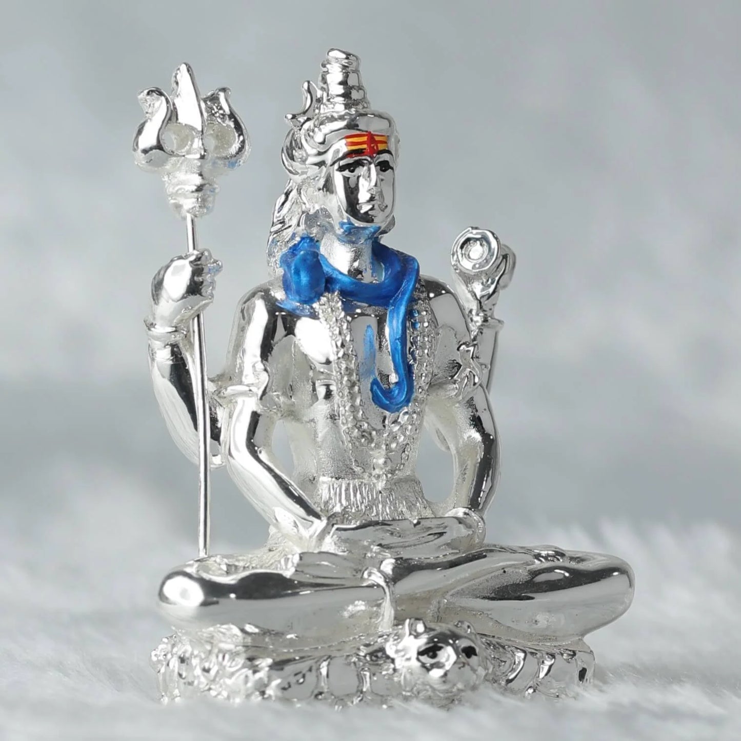 Lord Shiva's Blessings with this Silver Plated Statue GiftorDecor