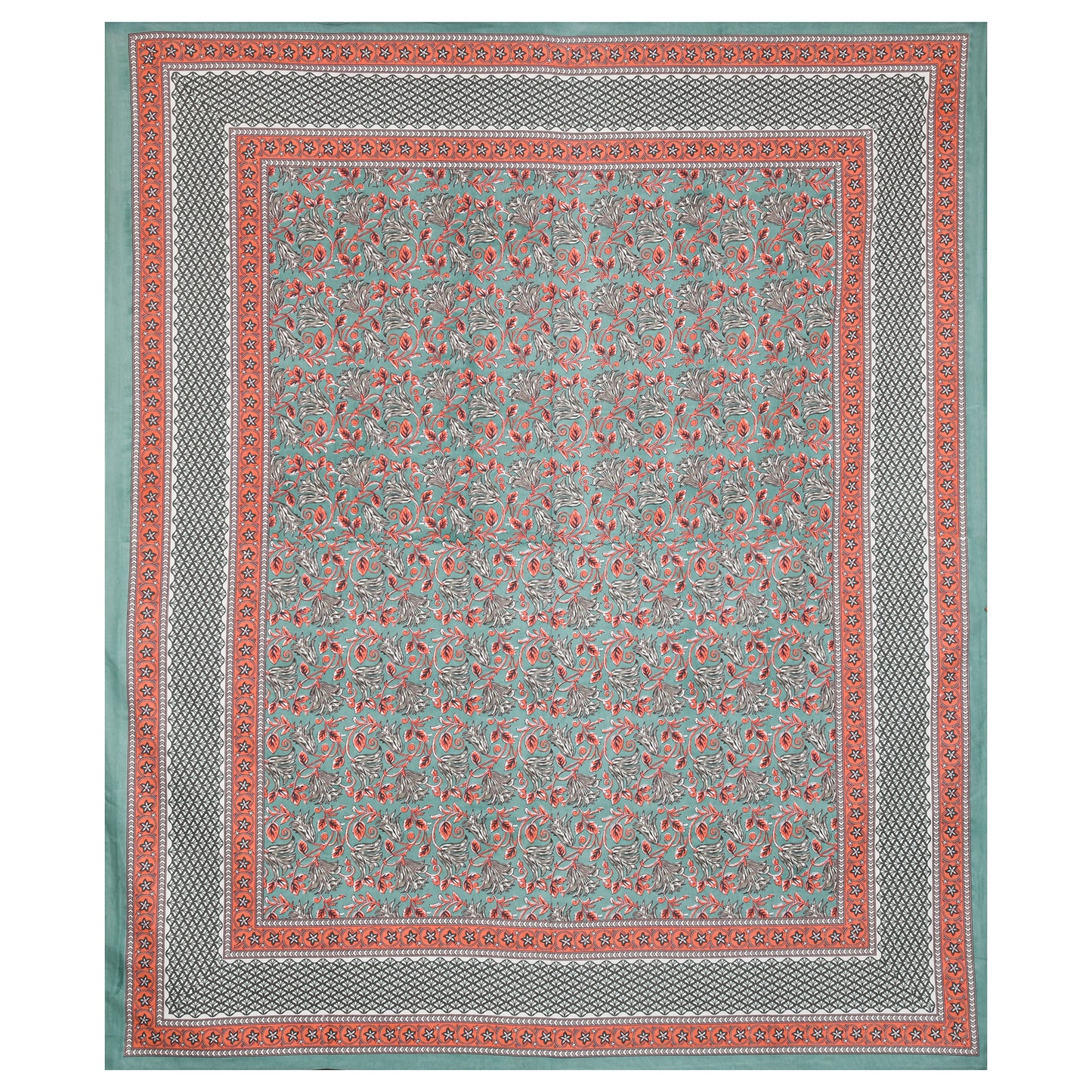 Pure Organic Cotton Bedsheet Hand Block Printed King Size with Pillow Covers 240 TC