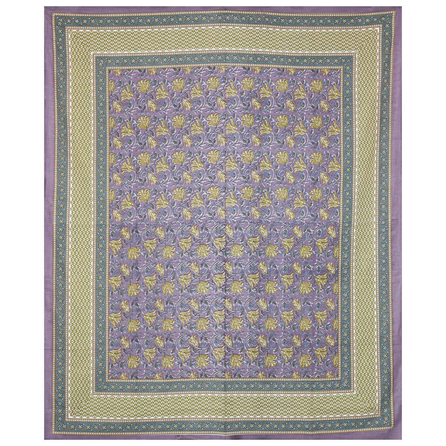 Pure Organic Cotton Bedsheet Hand Block Printed King Size with Pillow Covers 240 TC