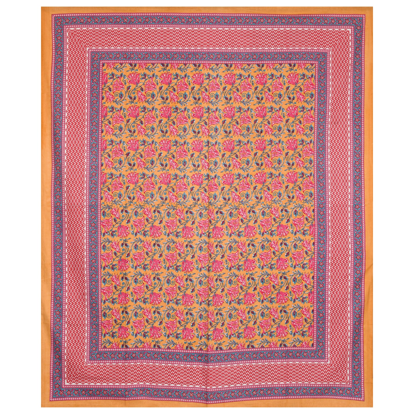 Pure Organic Cotton Bedsheet Hand Block Printed King Size with Pillow Covers 240 TC