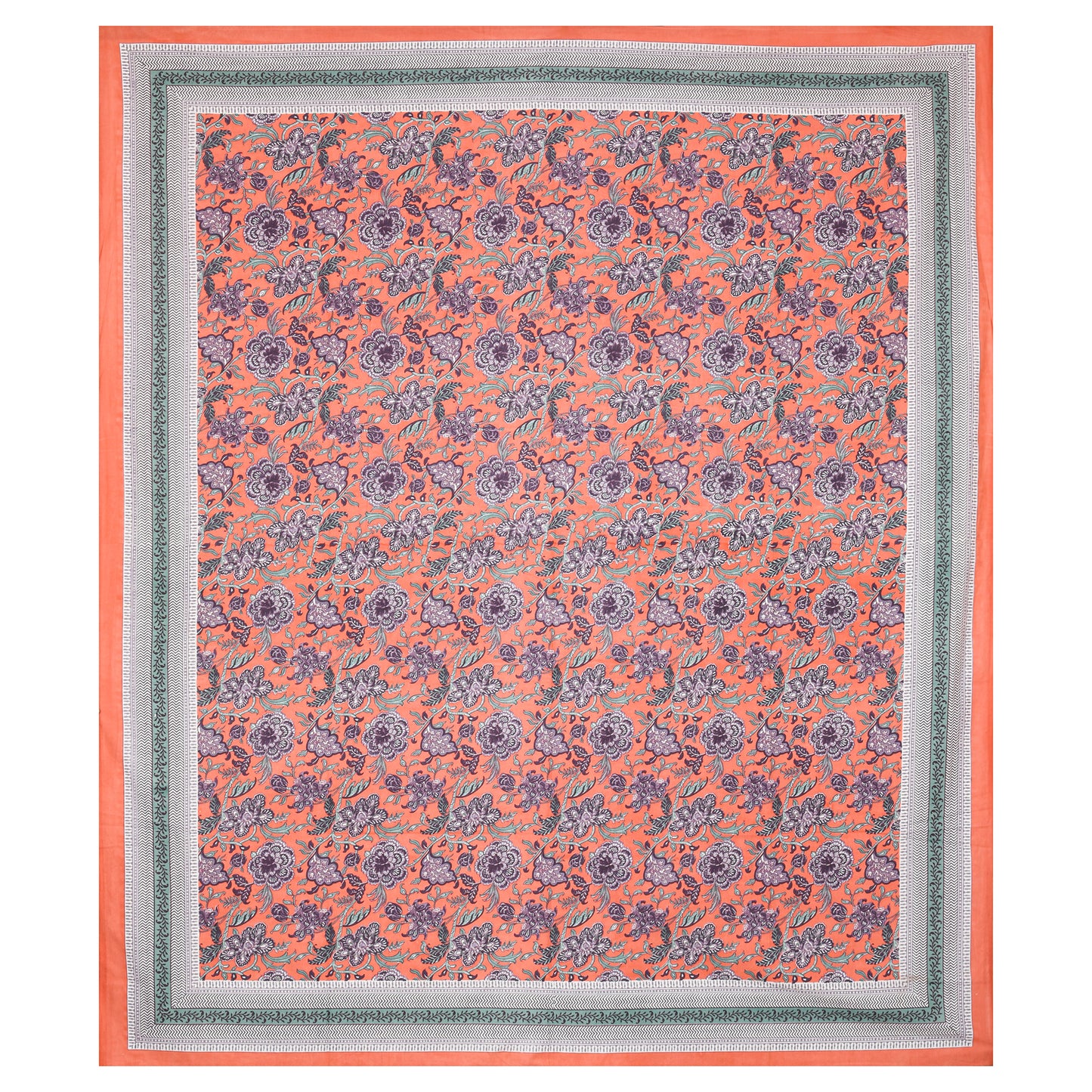 Pure Organic Cotton Bedsheet Hand Block Printed King Size with Pillow Covers 240 TC