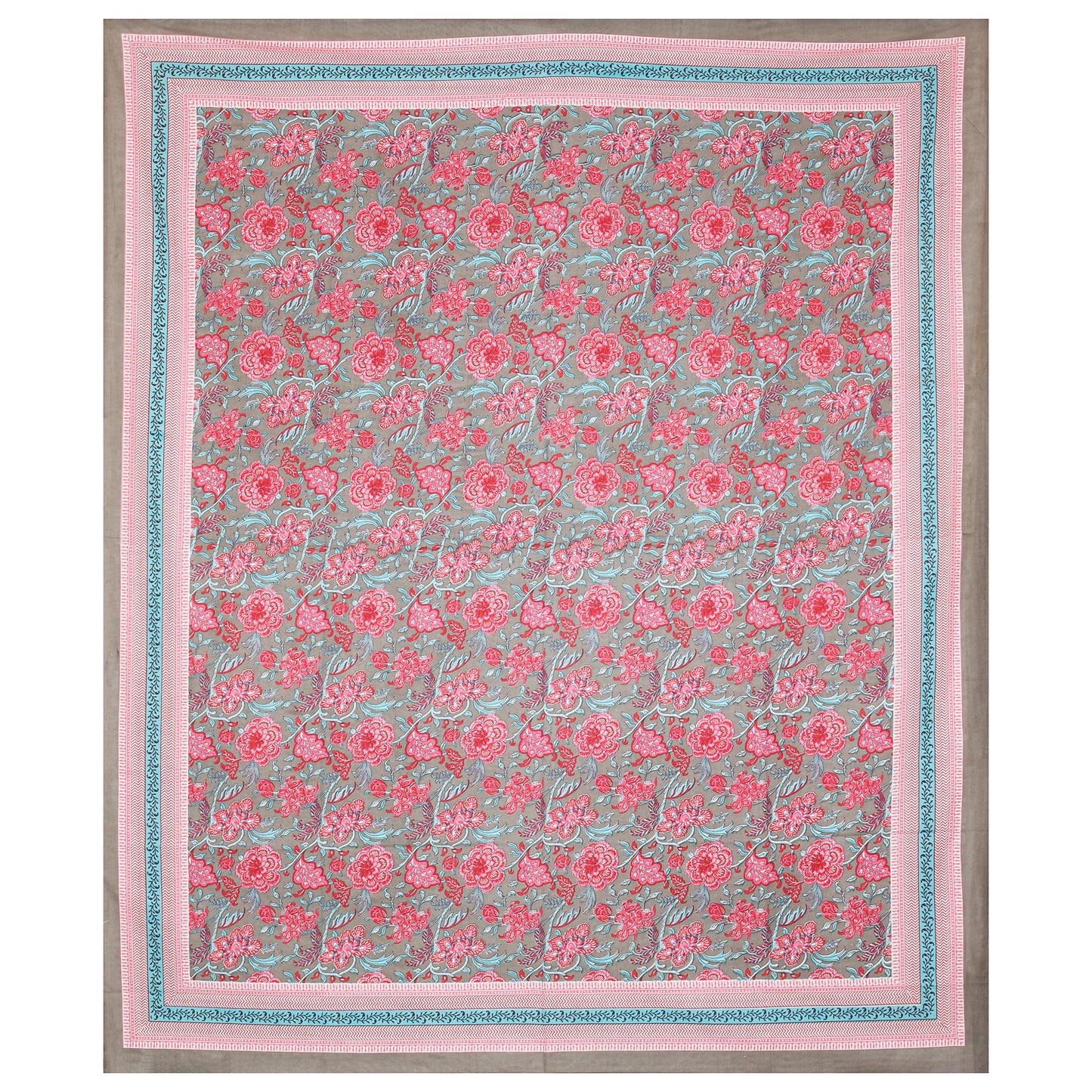 Pure Organic Cotton Bedsheet Hand Block Printed King Size with Pillow Covers 240 TC