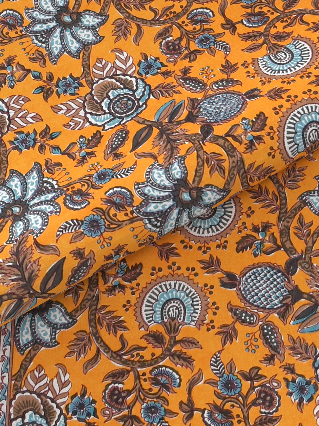 Pure Organic Cotton Bedsheet Hand Block Printed King Size with Pillow Covers 240 TC