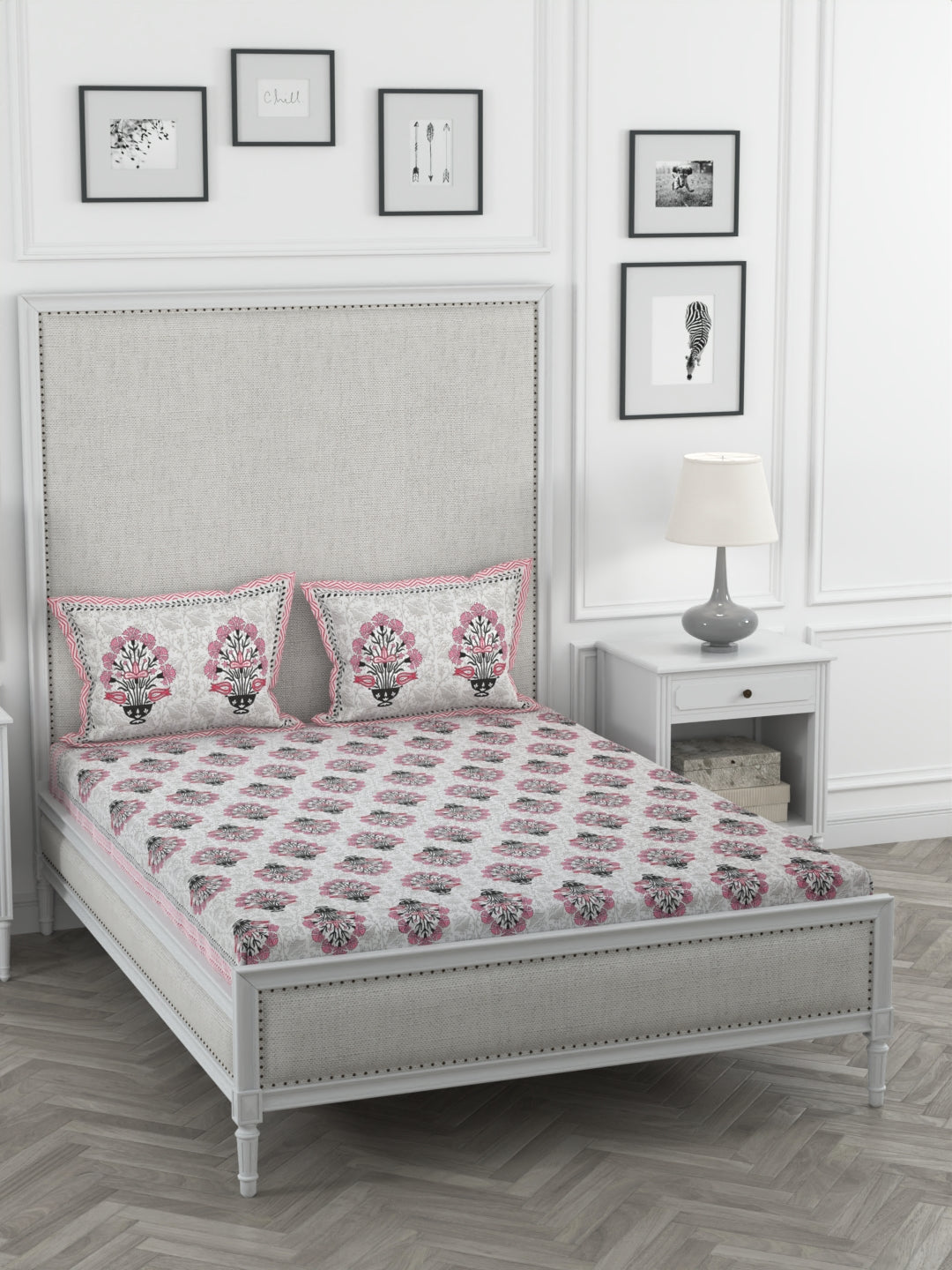 108 X 108 inch Super King Size 100% Cotton Bedsheet for Double Bed with Pillow Cover Gift Or Decor
