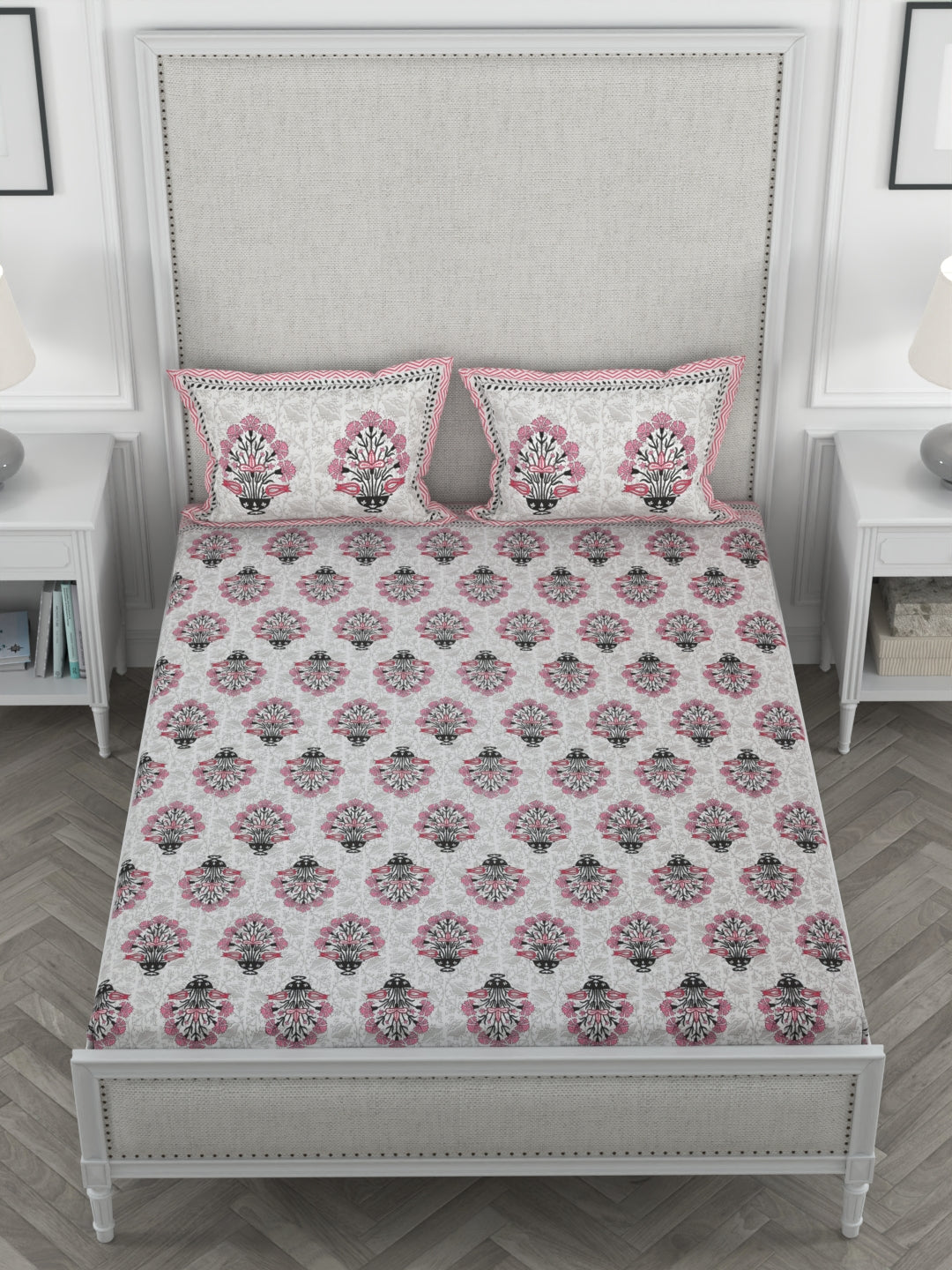 108 X 108 inch Super King Size 100% Cotton Bedsheet for Double Bed with Pillow Cover Gift Or Decor
