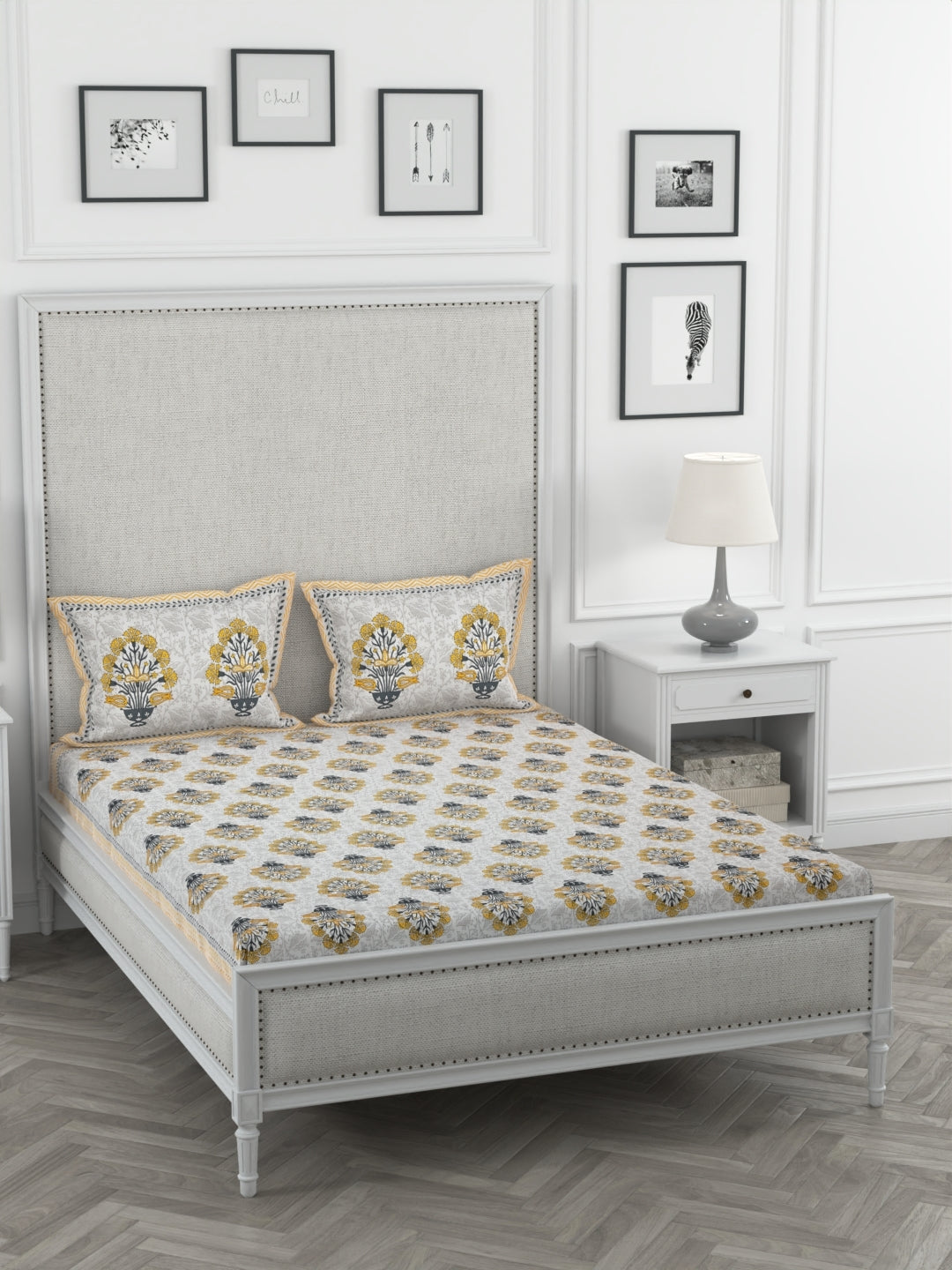 108 X 108 inch Super King Size 100% Cotton Bedsheet for Double Bed with Pillow Cover Gift Or Decor