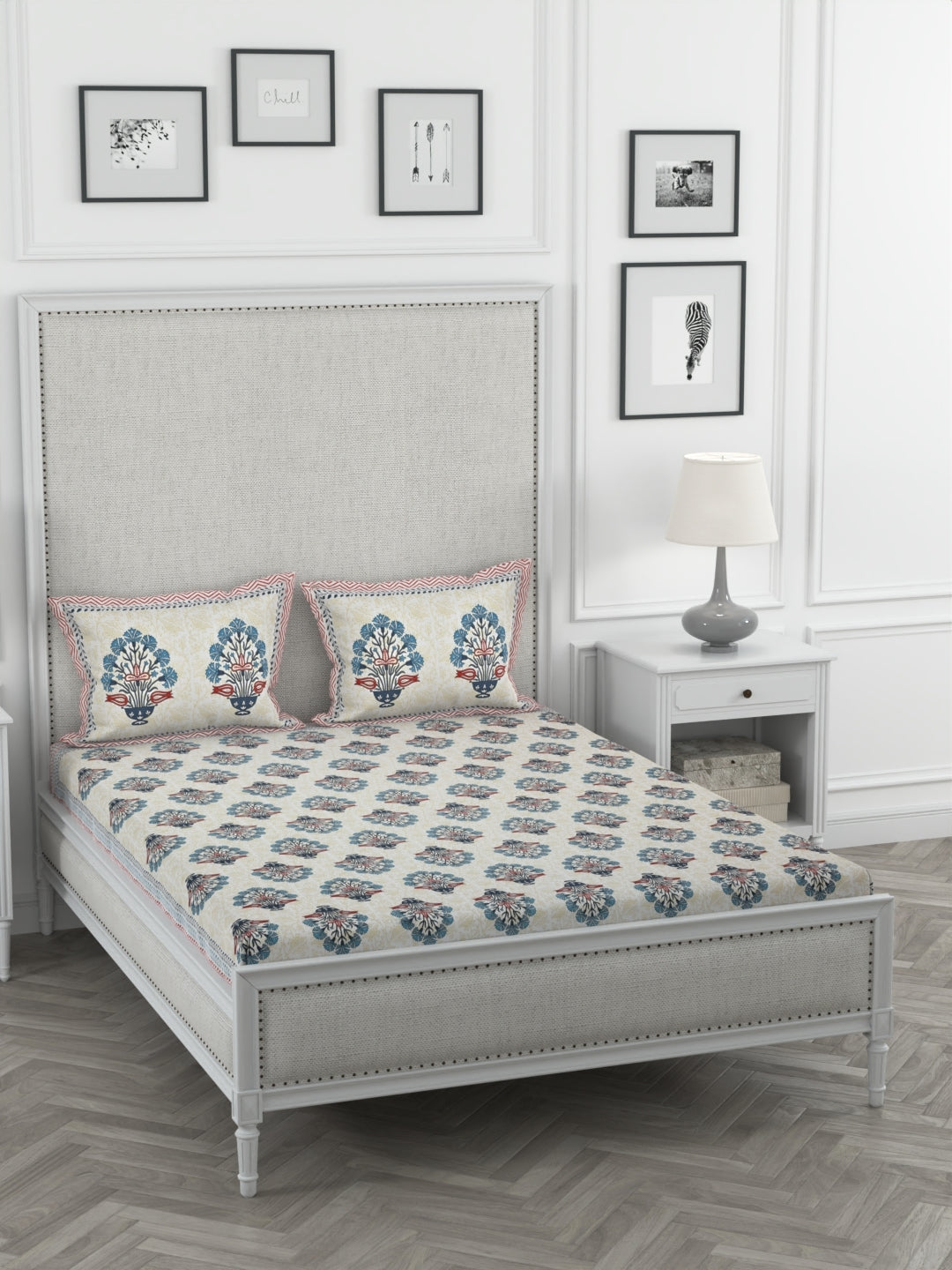 108 X 108 inch Super King Size 100% Cotton Bedsheet for Double Bed with Pillow Cover Gift Or Decor