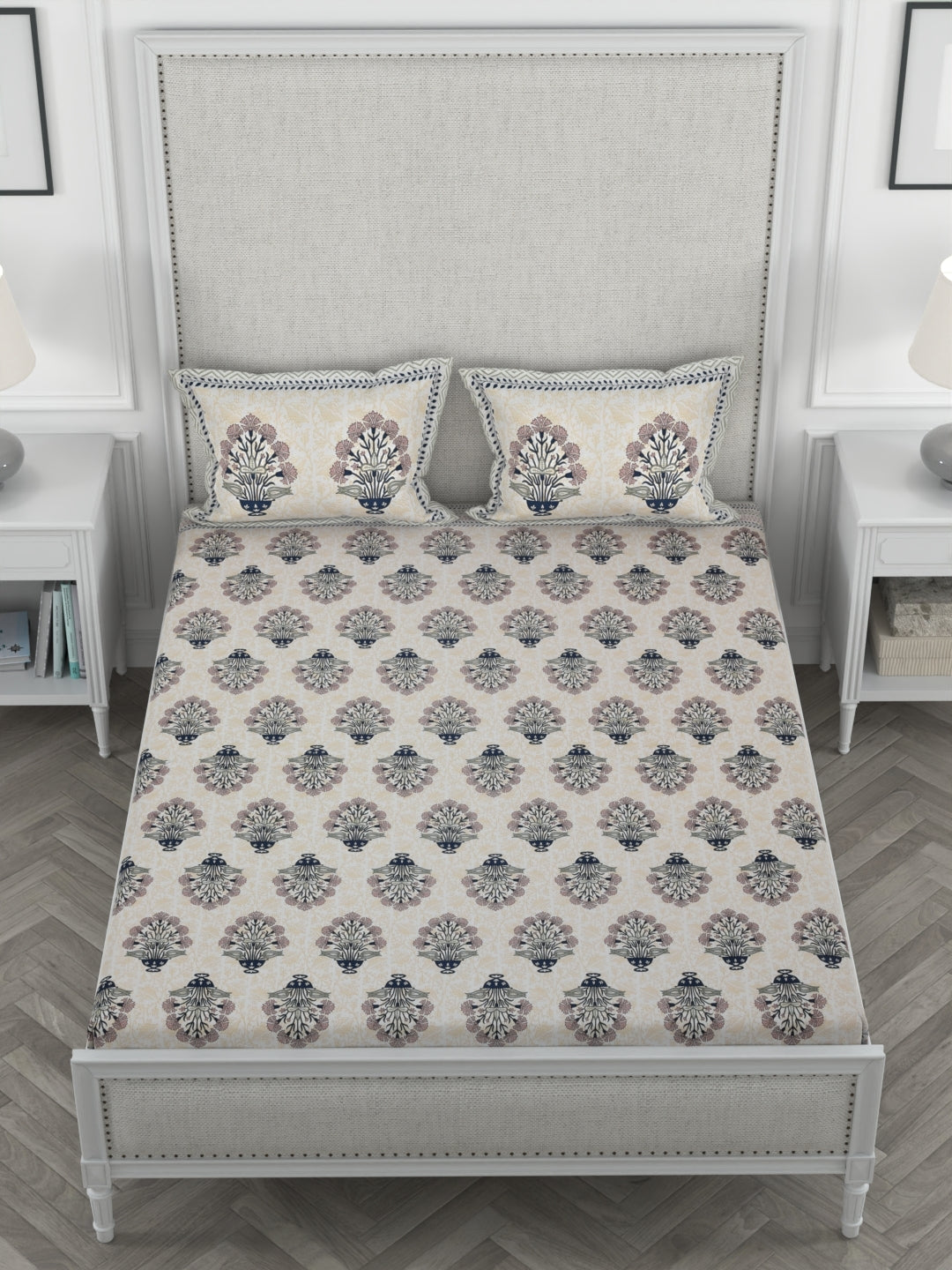 108 X 108 inch Super King Size 100% Cotton Bedsheet for Double Bed with Pillow Cover Gift Or Decor