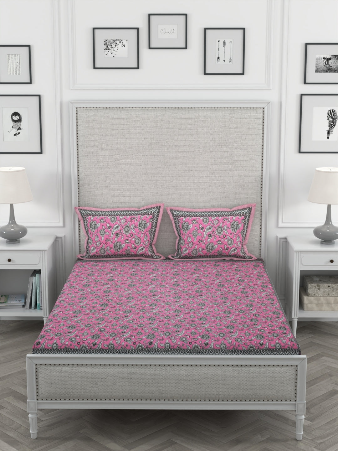 108 X 108 inch Super King Size 100% Cotton Bedsheet for Double Bed with Pillow Cover Gift Or Decor