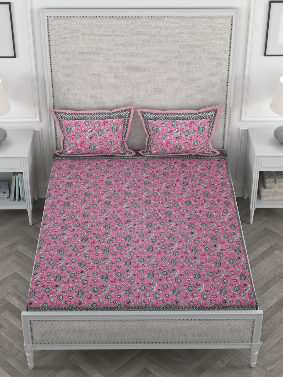 108 X 108 inch Super King Size 100% Cotton Bedsheet for Double Bed with Pillow Cover Gift Or Decor