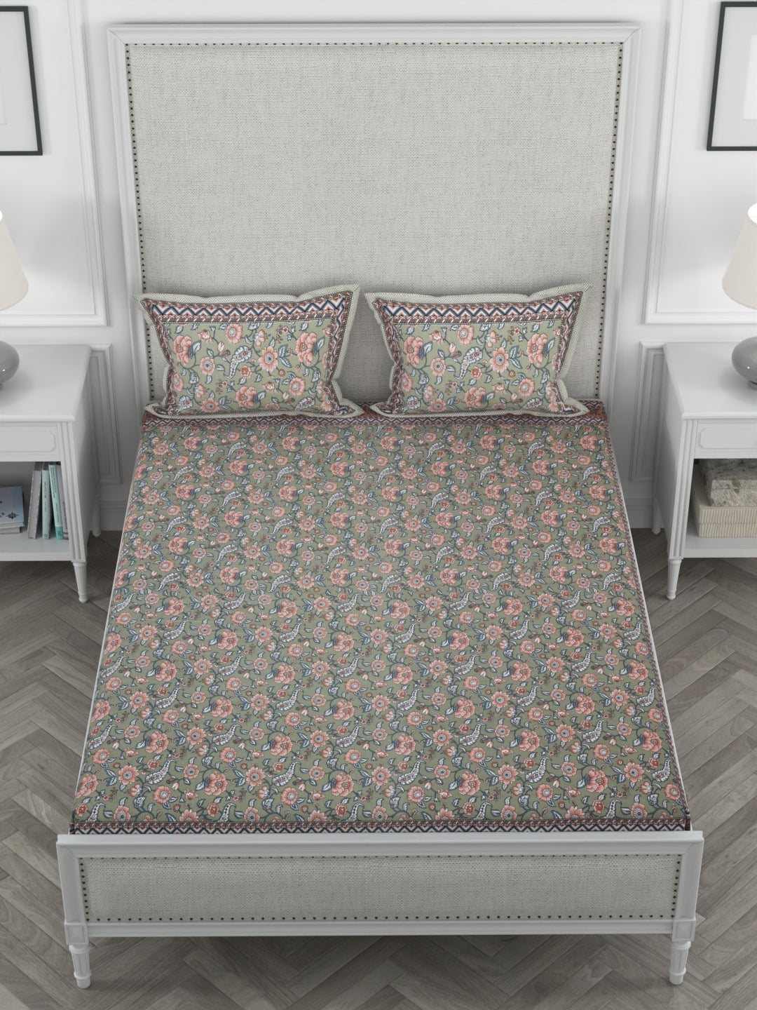 108 X 108 inch Super King Size 100% Cotton Bedsheet for Double Bed with Pillow Cover Gift Or Decor