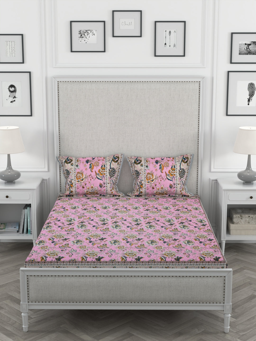 108 X 108 inch Super King Size 100% Cotton Bedsheet for Double Bed with Pillow Cover Gift Or Decor