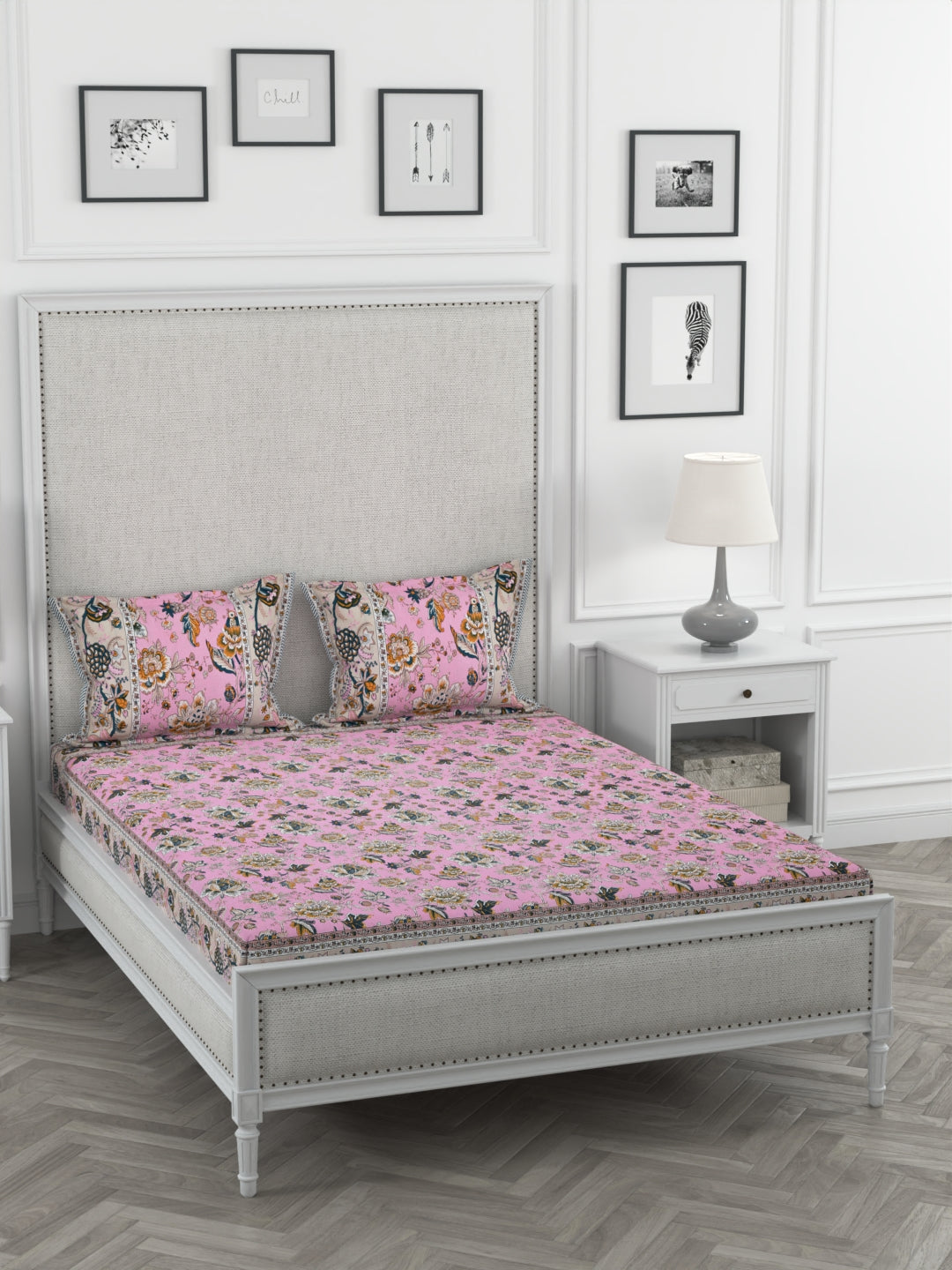 108 X 108 inch Super King Size 100% Cotton Bedsheet for Double Bed with Pillow Cover Gift Or Decor
