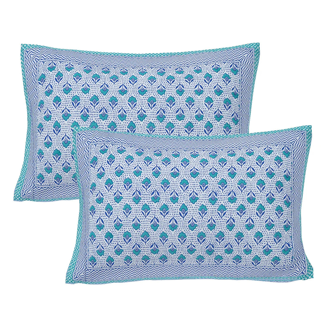 100% Pure Organic Cotton Fabric Hand Block Printed King Size Double Bedsheet with 2 Pillow Covers 340 TC Gift Or Decor