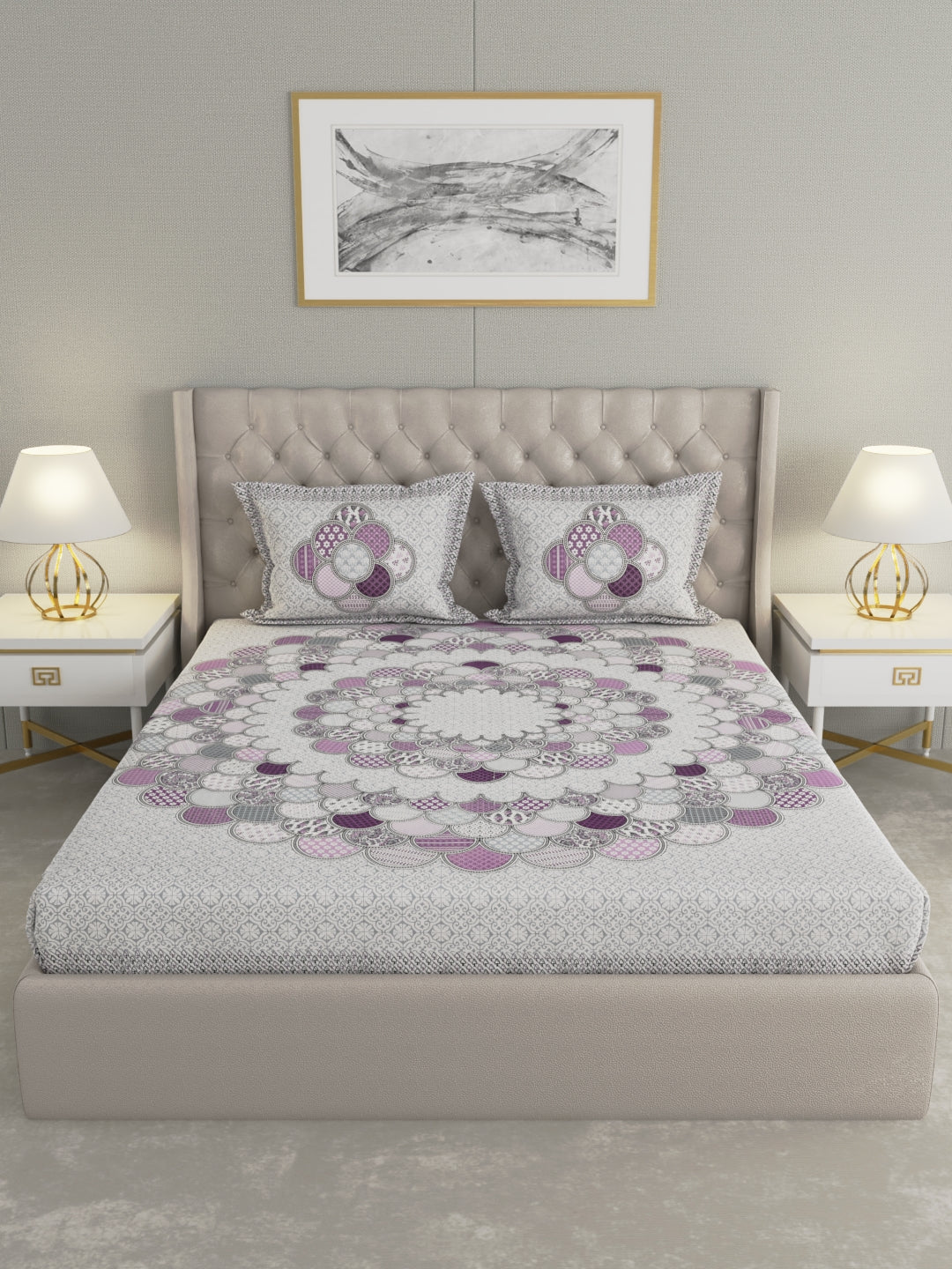 Pure Organic Cotton Bedsheet Hand Block Printed King Size with Pillow Covers 240 TC 90X108 inches
