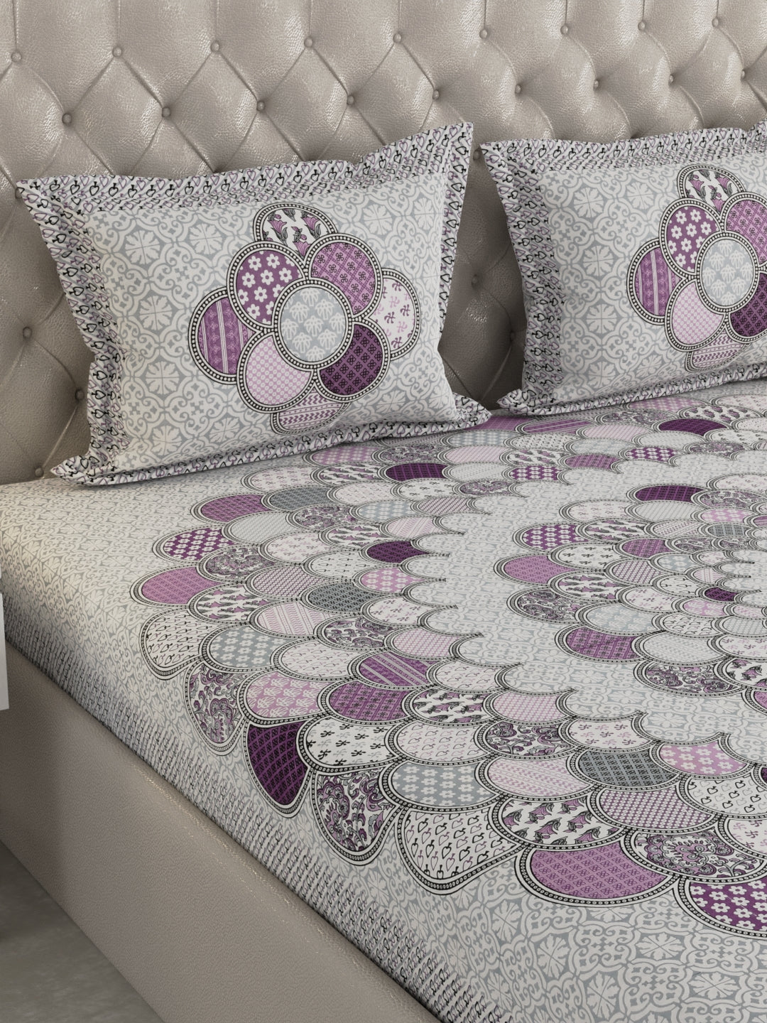 Pure Organic Cotton Bedsheet Hand Block Printed King Size with Pillow Covers 240 TC 90X108 inches