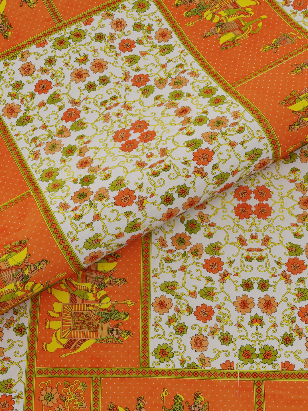 Pure Organic Cotton Bedsheet Hand Block Printed King Size with Pillow Covers 240 TC 90X108 inches
